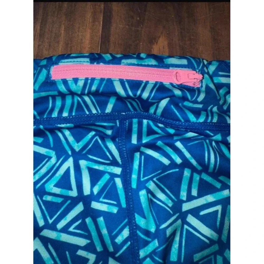 Zella from Nordstrom Blue Geometric Athletic Athleisure Leggings Zipper Pocket